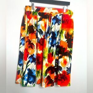 Hype+ Women's Floral A-Line Midi Skirt Multicolor Casual Spring 2X